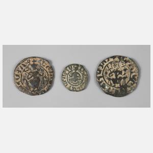 Drei Münzen Kreuzfahrerstaat Armenien