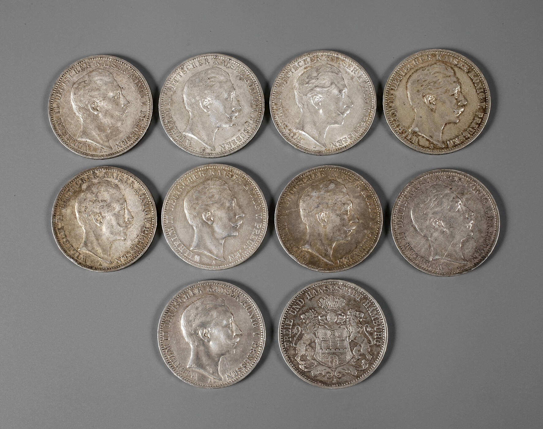 Konvolut 3 Mark-Stücke Kaiserreich