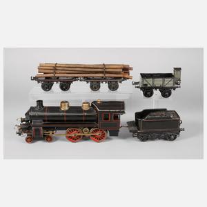 Lokomotive und zwei Wagen