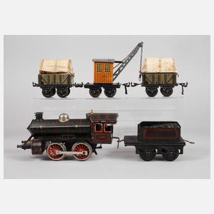 Dampflok Bing und drei Wagen