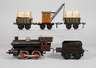 Dampflok Bing und drei Wagen