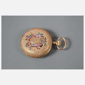 Hängeuhr Gold und Email,