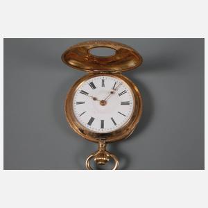 Hängeuhr Gold und Email,