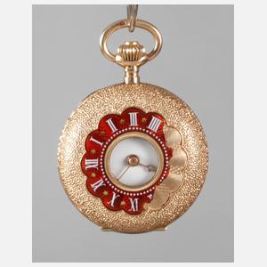 Hängeuhr Gold und Email,