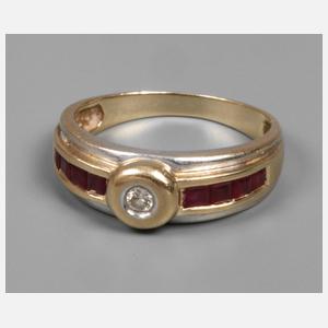 Damering mit Brillant und Rubinen