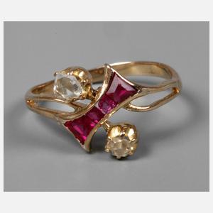 Damenring mit Rubinen und Diamanten