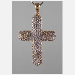 Kreuzanhänger mit Tansaniten