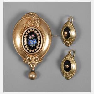 Biedermeierbrosche und -ohrhänger