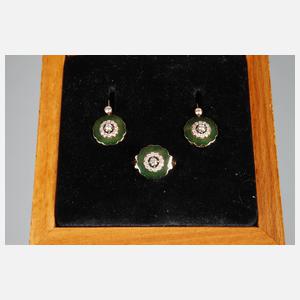 Parure mit Emaille und Brillanten