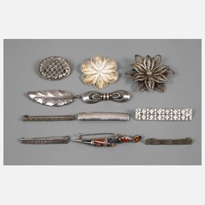 Konvolut Silberbroschen