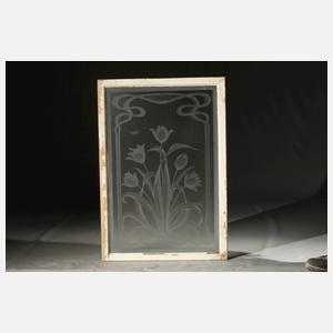 Vier große Ätzglasscheiben