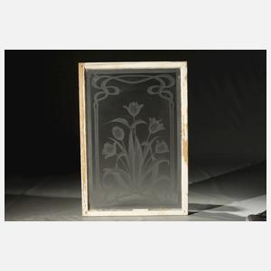 Vier große Ätzglasscheiben