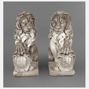 Paar Löwen Steinguss