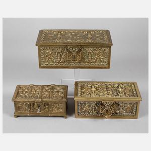 Erhard & Söhne drei Messingschatullen