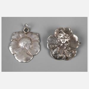 Zwei Teile Jugendstil Schmuck
