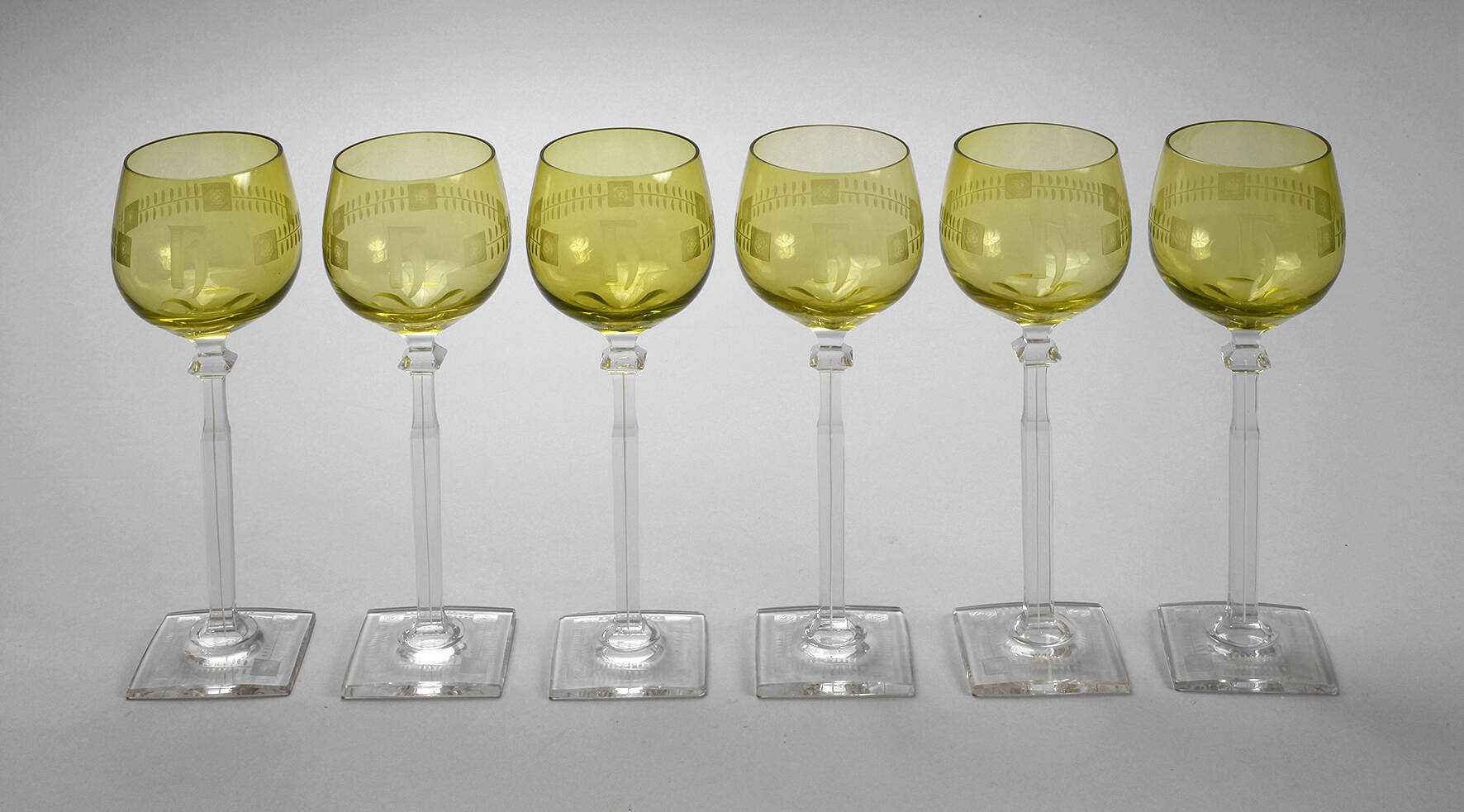 Sechs Weinrömer "Darmstädter Rose"