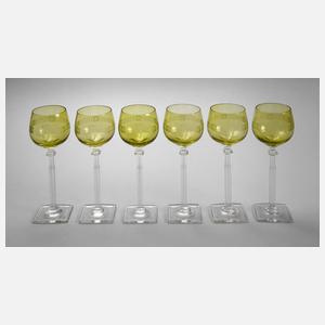 Sechs Weinrömer "Darmstädter Rose"