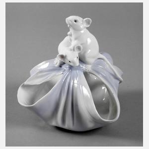 Blumensteckschale mit Mäusepaar