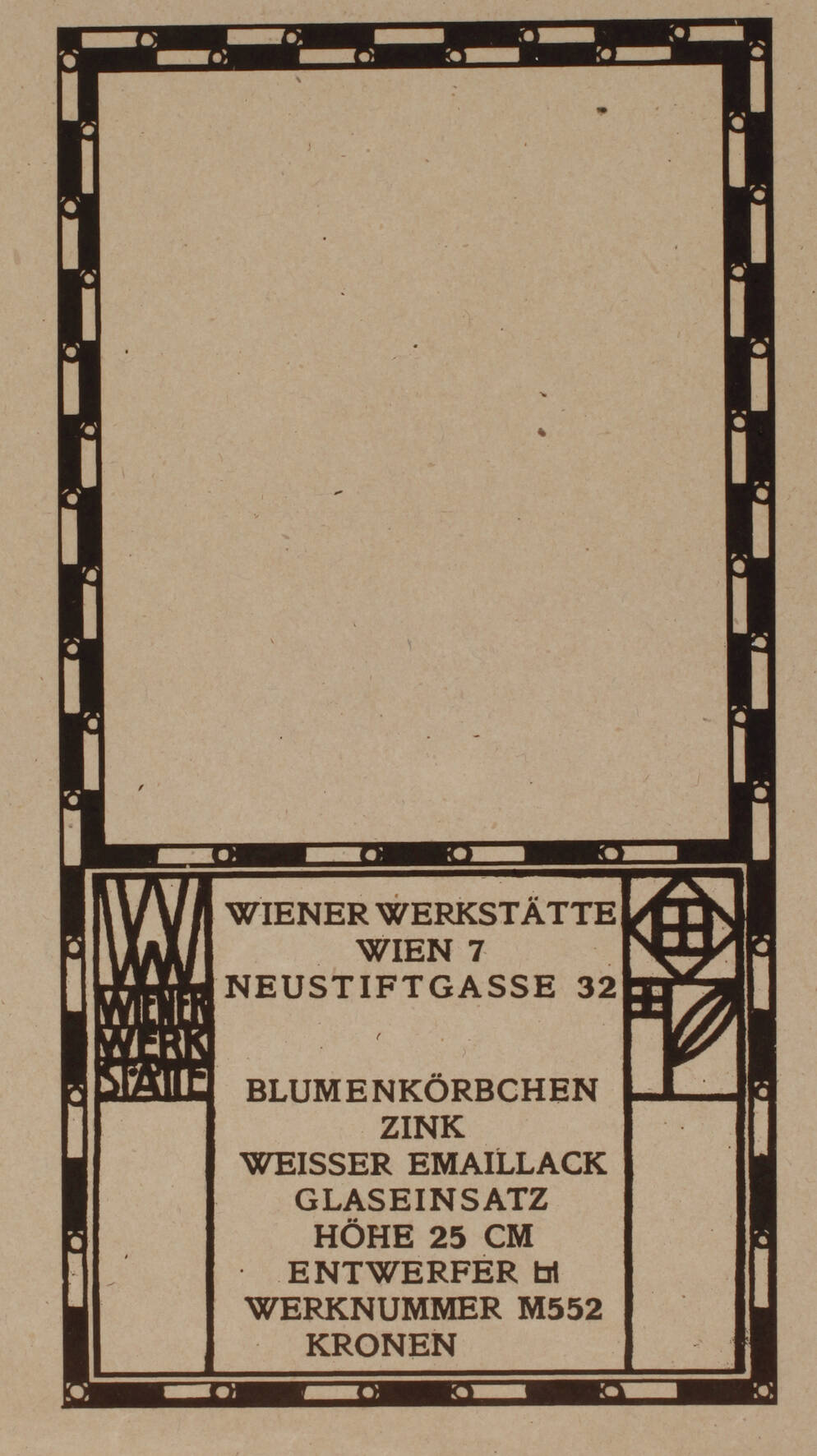 Gedruckte Warenauszeichnung Wiener Werkstätte