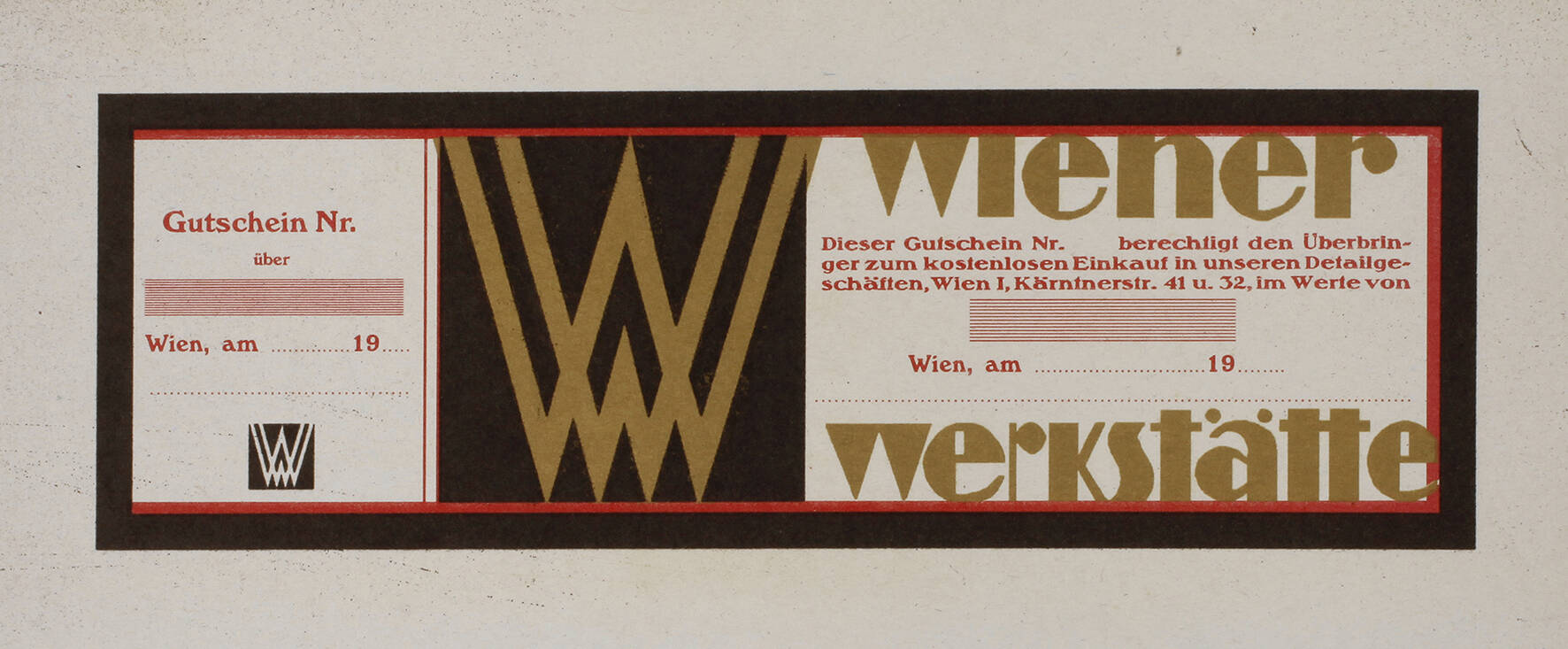 Seltener Gutschein der Wiener Werkstätte