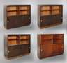 Vier Büchervitrinen Art déco