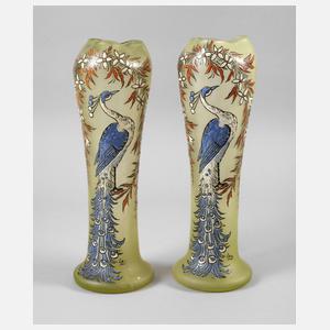 Legras Paar große Emaillevasen