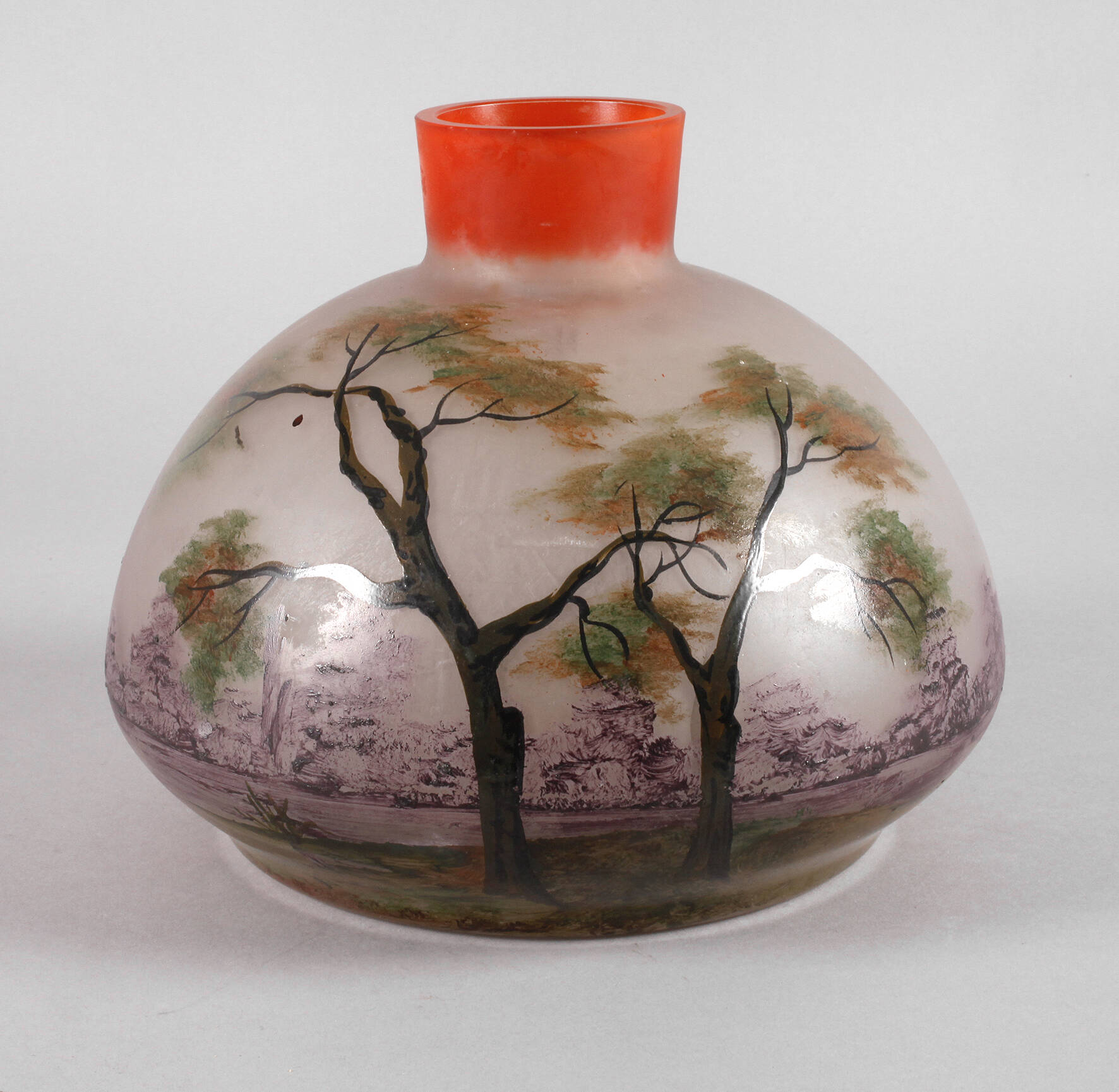 Emaillevase Landschaftsdekor