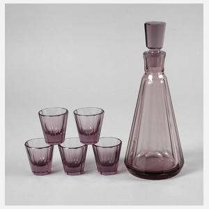 Karaffe und fünf Gläser Böhmen