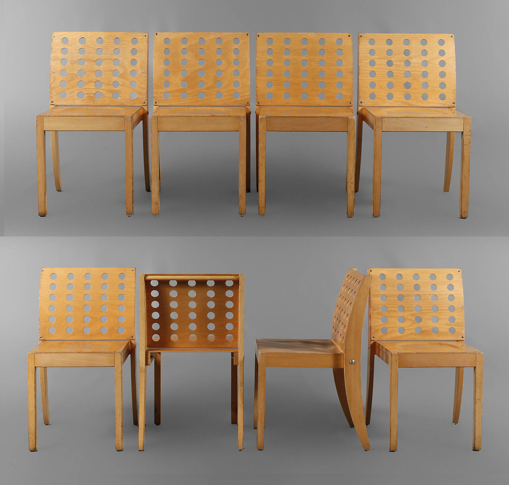 Acht Stapelstühle Thonet