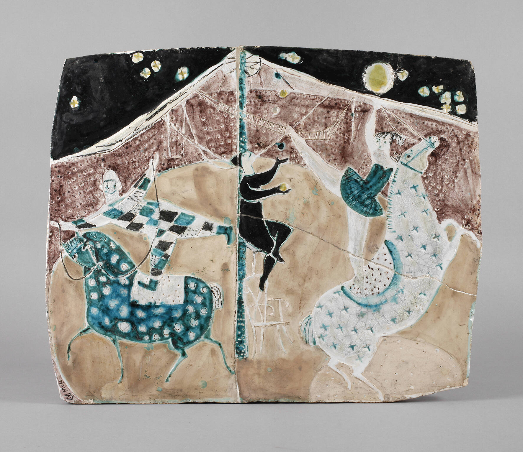 Große Wandplatte mit Zirkusmotiv