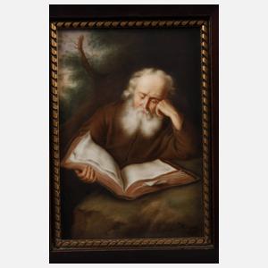 Porzellanbildplatte "Eremit" nach Salomon Koninck