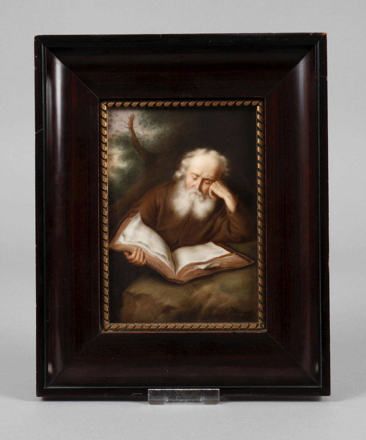 Porzellanbildplatte "Eremit" nach Salomon Koninck