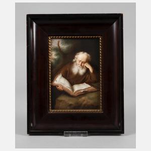 Porzellanbildplatte "Eremit" nach Salomon Koninck