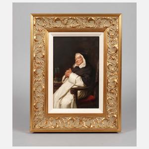 KPM Berlin Porzellanbildplatte "Mönch bei Wein"