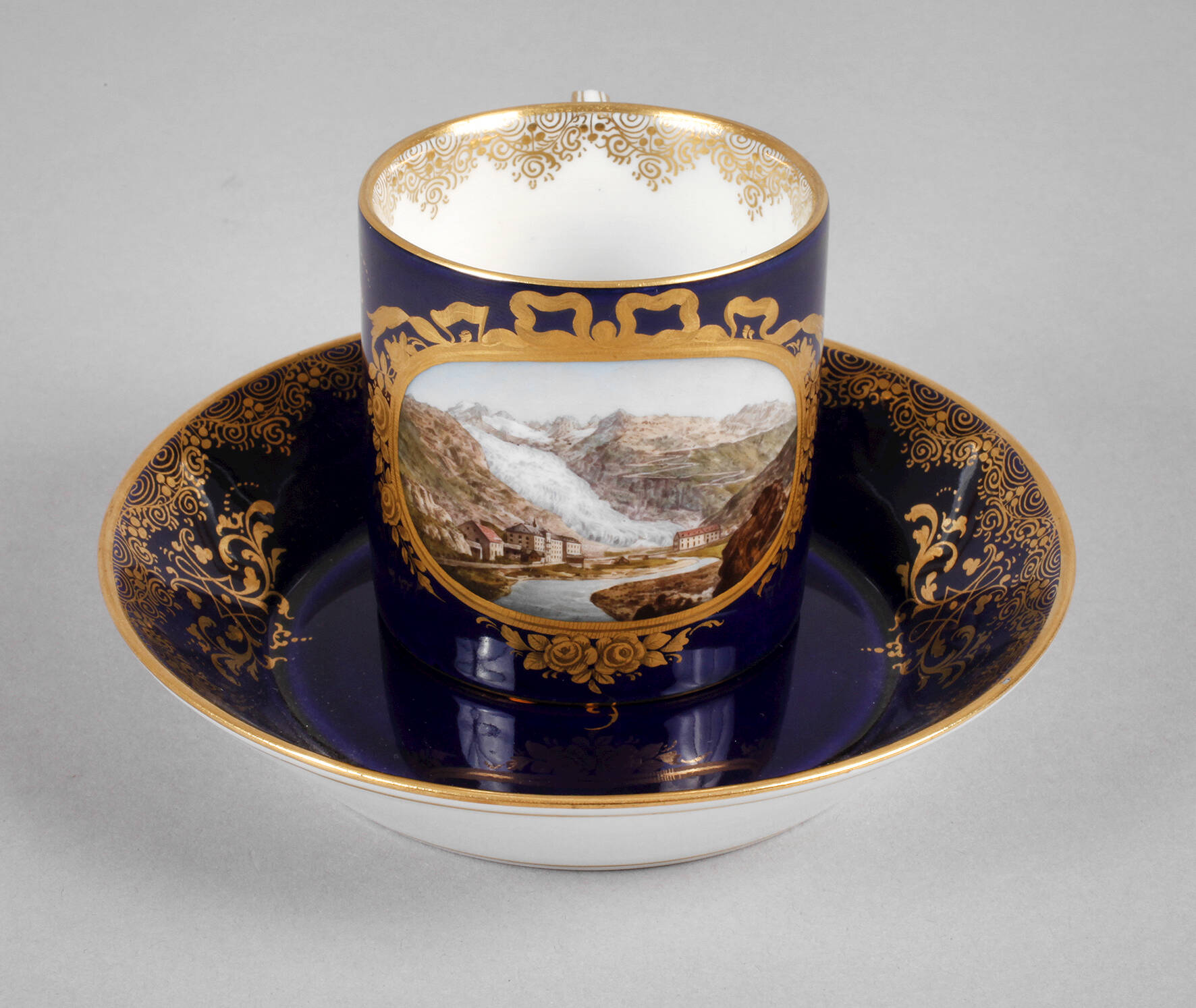 Meissen Ansichtentasse "Rhonegletscher"