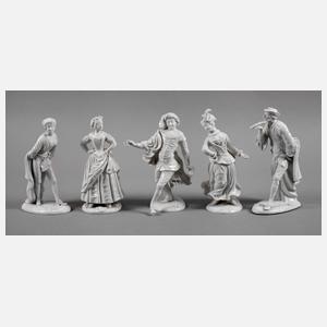 Füstenberg fünf Figuren aus der Comedia del Arte