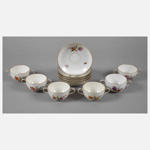 KPM Berlin sechs Suppentasen mit Untertassen