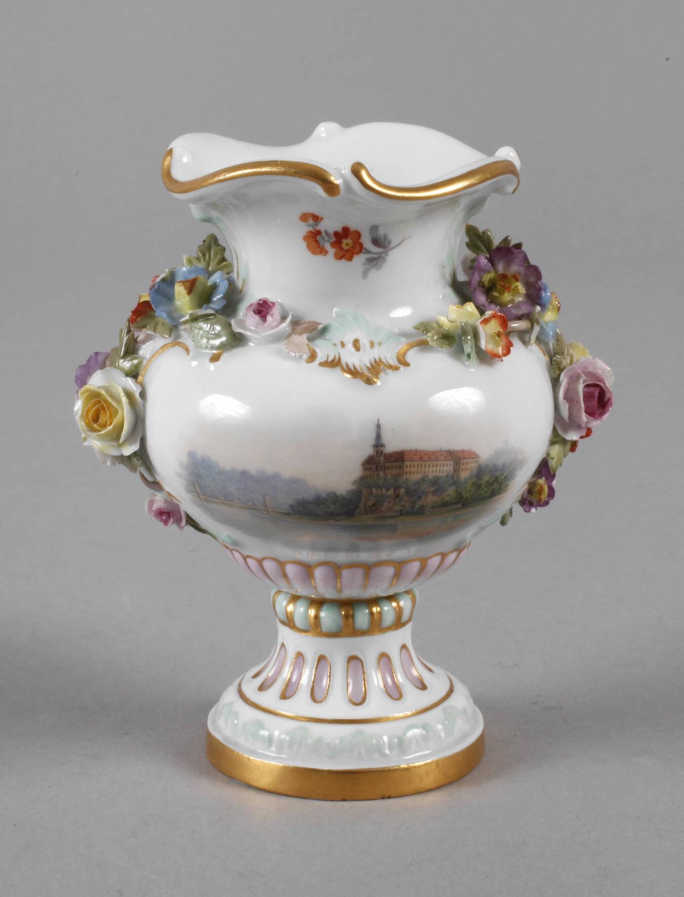 Meissen Ansichtenvase Schloss Tetschen