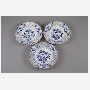 Meissen sechs Flechtrandteller Zwiebelmuster