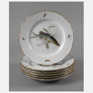 Meissen sechs Fischteller Altozier-Relief