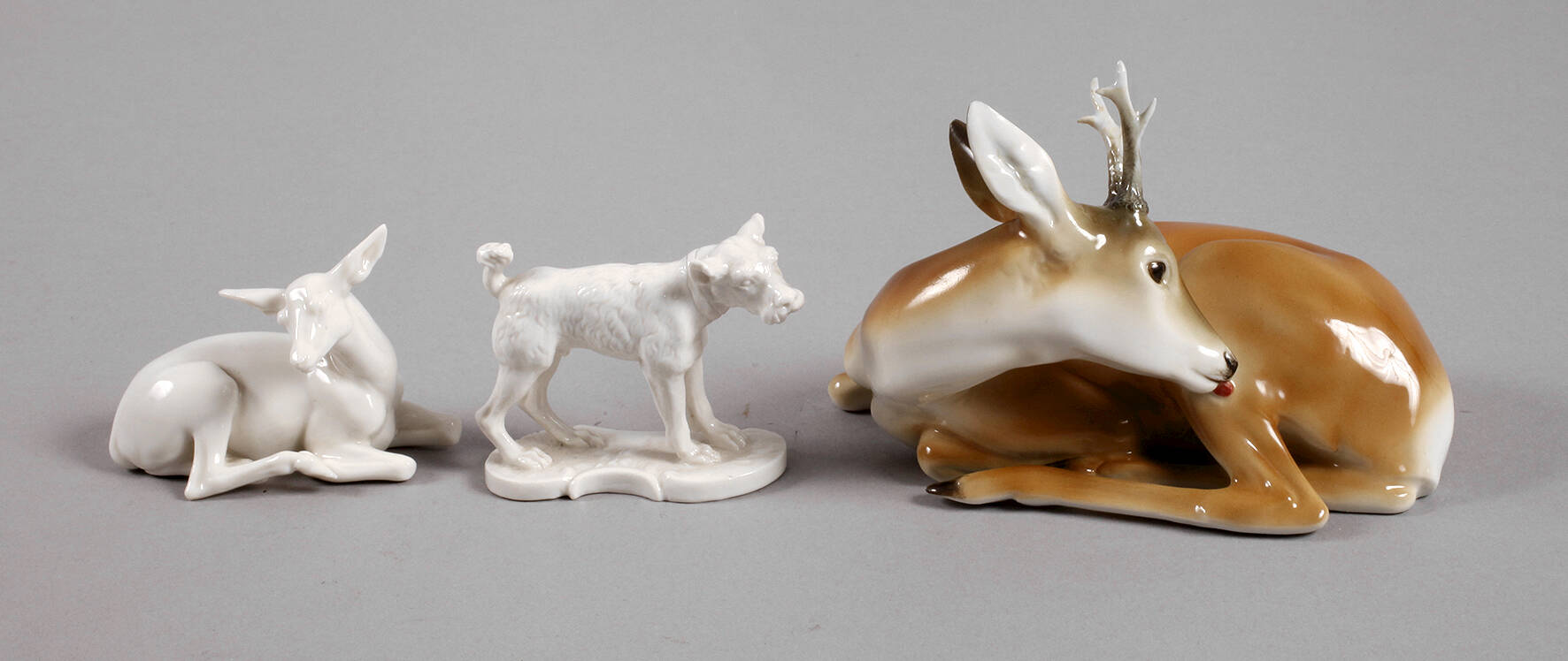 Nymphenburg drei Tierfiguren