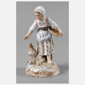 Volkstedt Bäuerin mit Hühnern