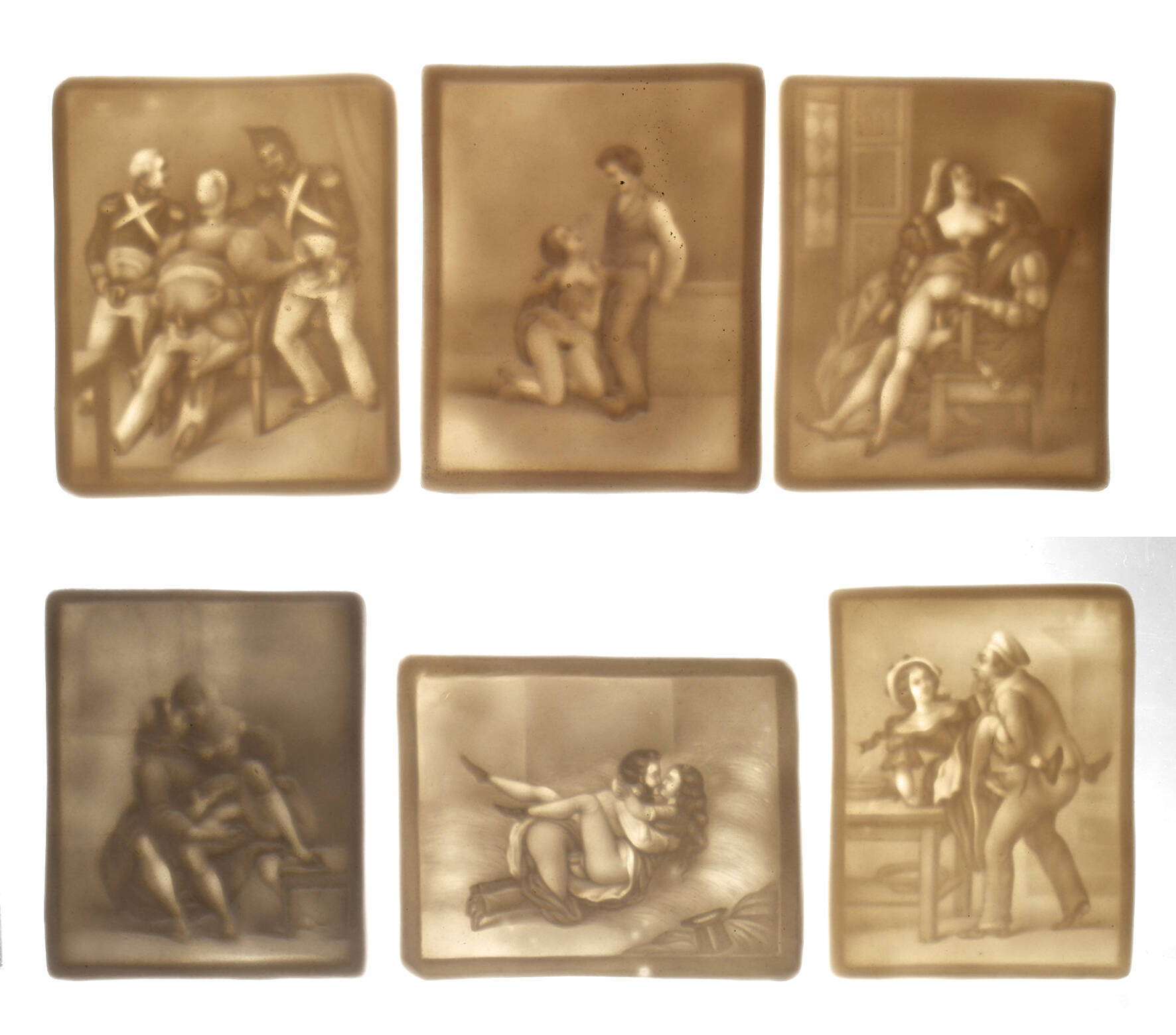 Erotika sechs kleine Lithophanien