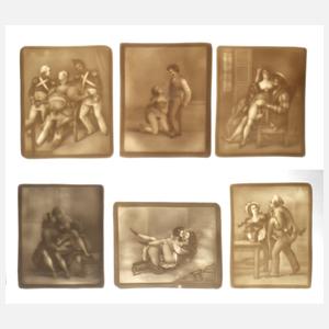 Erotika sechs kleine Lithophanien