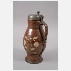 Bunzlau großer Birnenkrug mit Sachsenwappen