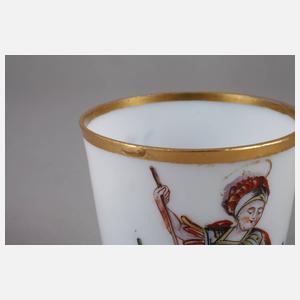 Milchglasbecher mit Heiligem Georg