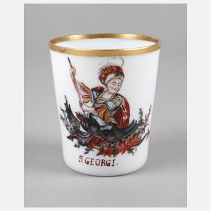 Milchglasbecher mit Heiligem Georg