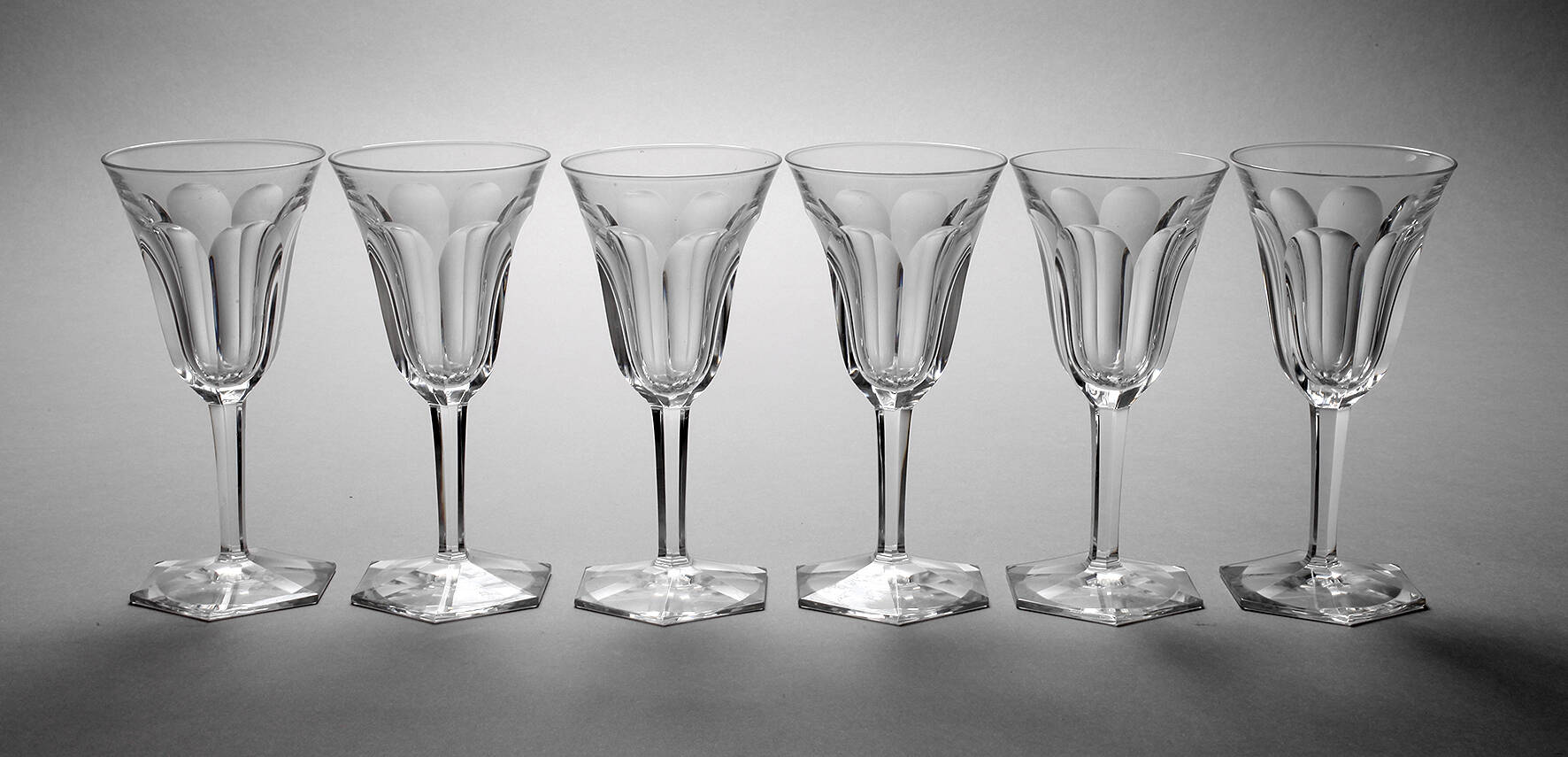 Moser Karlsbad sechs Weißweingläser "Papst"