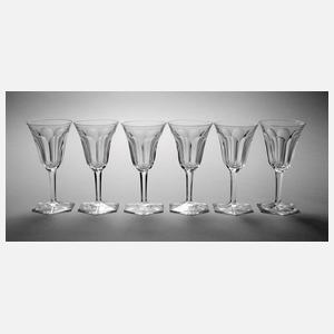 Moser Karlsbad sechs Weißweingläser "Papst"