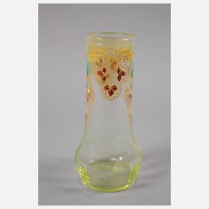 Uranglasvase mit Emaillebemalung
